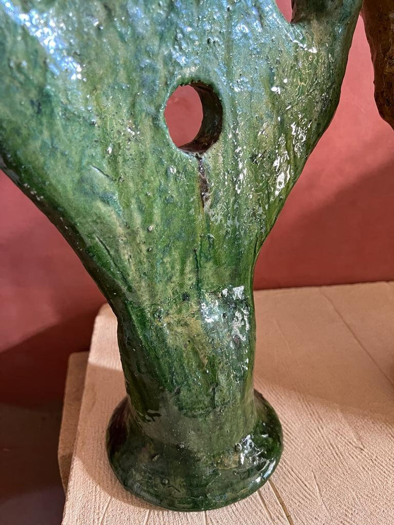 Green and Yellow Candles, Natural Candleholder
