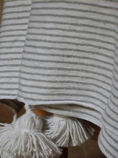 Moroccan Blanket - Hand Woven Throw-Tassel Blankets-Pom Poms-Boho Blanket-Moroccan Blanket-Moroccan Blanket-Moroccan Pom Pom .