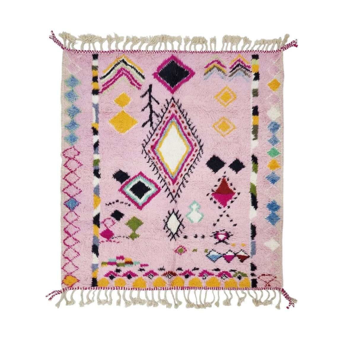 Cute BABY PINK RUG, Custom Moroccan Rug, Handmade Geometric Rug, Boho Pink Wool Rug, Maximalist Berber Rug, Cozy Chic Area Rug.