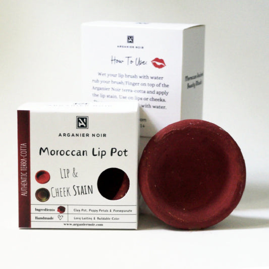 Aker Fassi Moroccan Lipstick| Lip and Cheek Stain- Moroccan Red Clay Pot