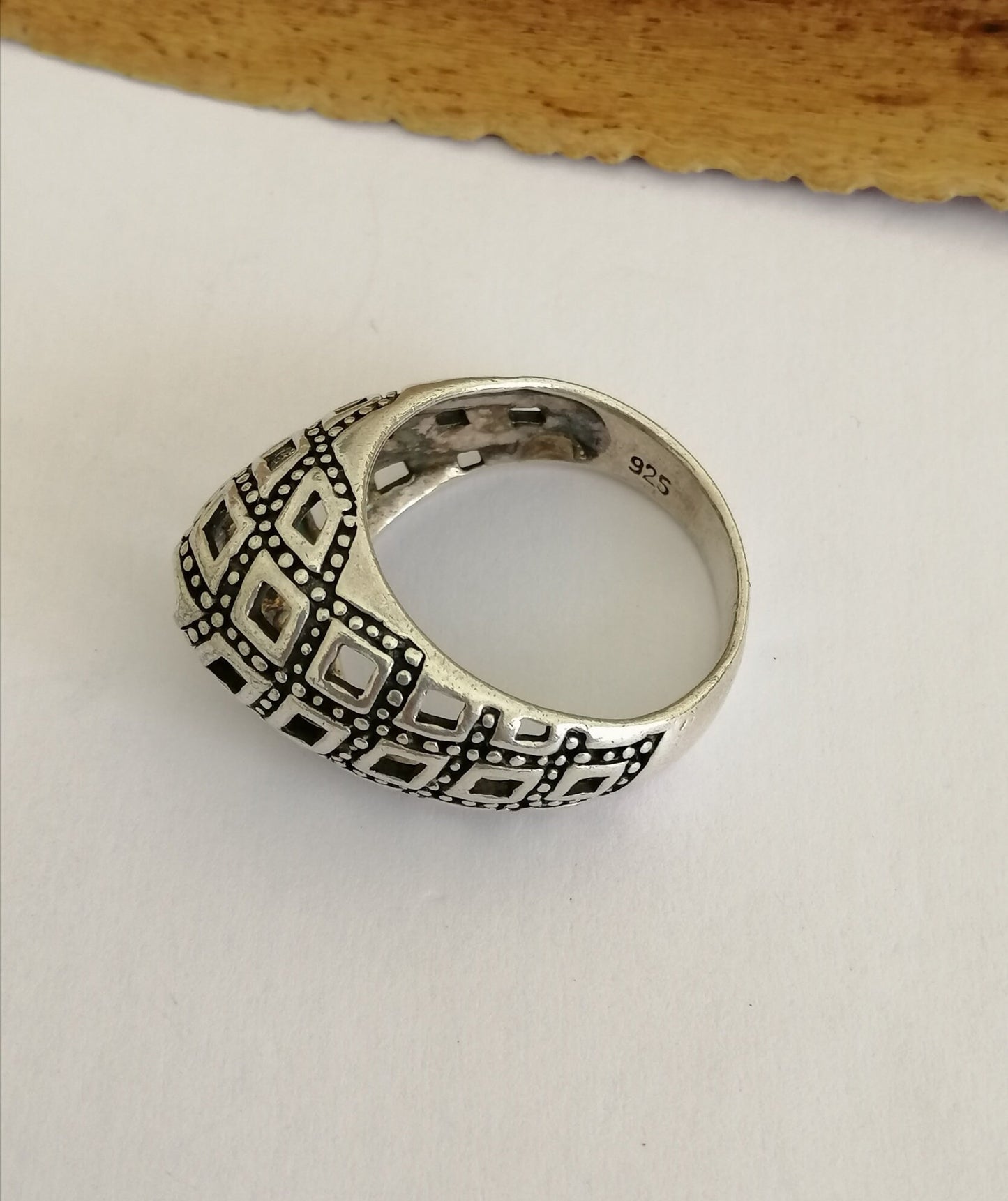 Domed Geometric Opencut Sterling Silver Statement Ring