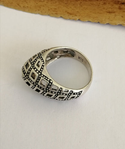 Domed Geometric Opencut Sterling Silver Statement Ring