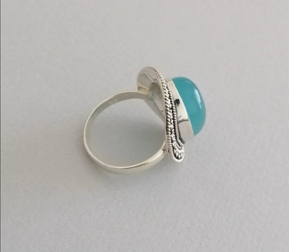 Aquamarine and Sterling Silver Ring