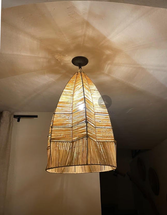 New Style Wave Chandelier, Raffia Pendant Light , Hanging Lamp Shade in Raffia