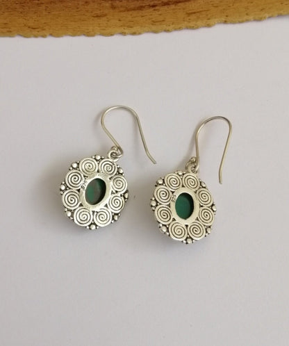 Sterling Silver and Green Jasper Drop Earrings