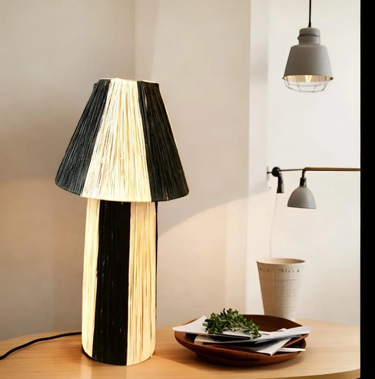 Raffia Natural Raffia Lamp, Raffia Lampshade, TABLE LAMPSHADES Moroccan Handmade in Rattan,Lamp