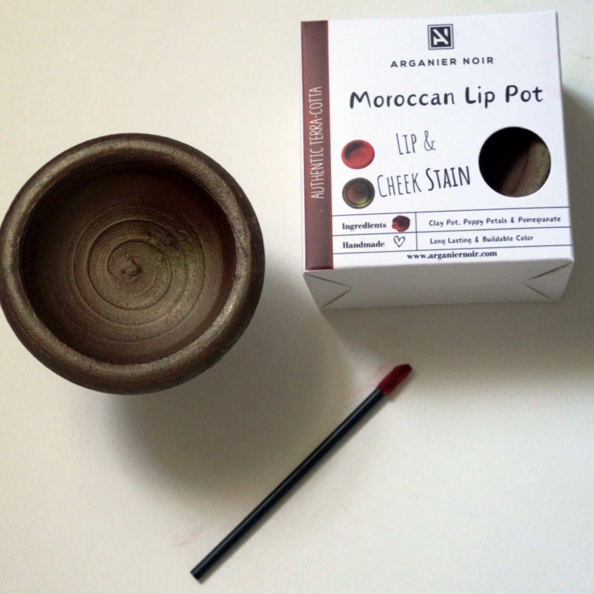 Aker Fassi Moroccan Lip Pot Brick Color Lip and Cheek Stain Clay Pot