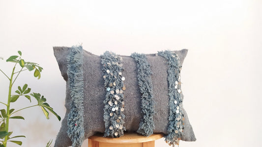 Handmade Moroccan Wedding Pillow Cover,Red Wool Cushion, Red Wool Pillow Cover Unstuffed
