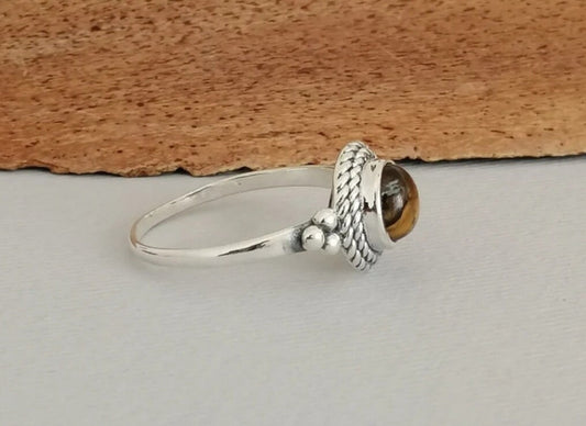 Golden Tiger Eye Sterling Silver Ring