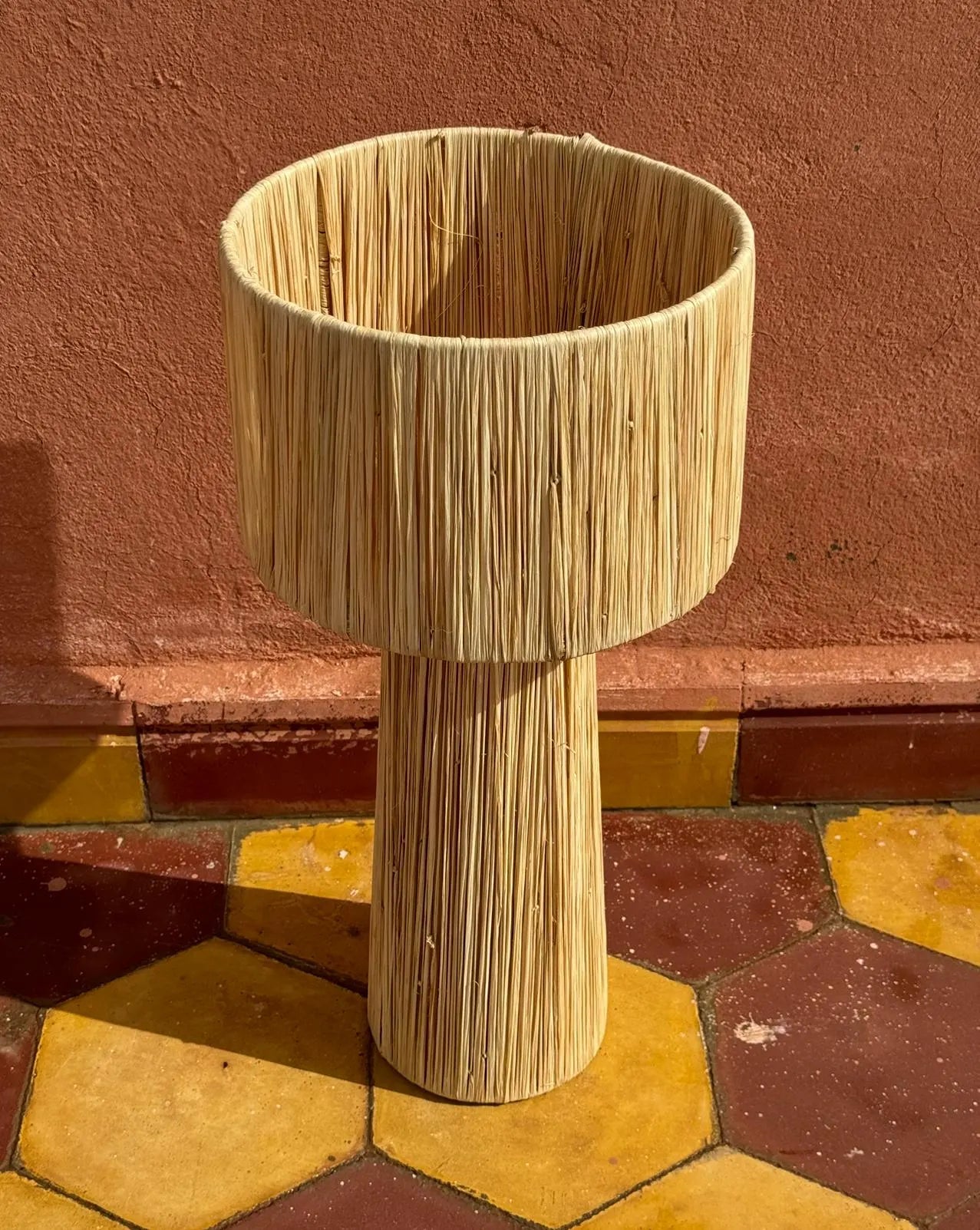 LAMP Raffia Natural Raffia Lamp, Raffia Lampshade, TABLE LAMPSHADES Moroccan Handmade in Rattan