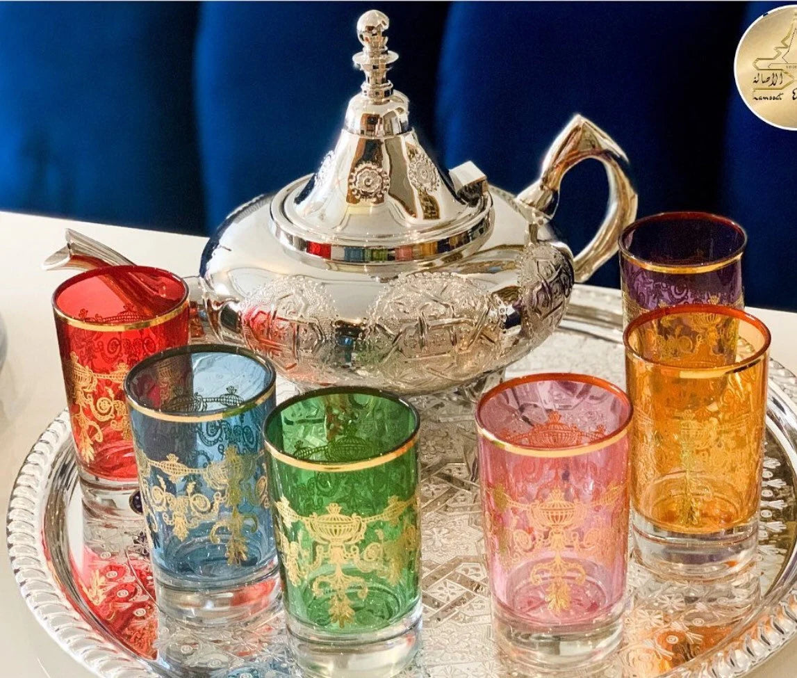 Moroccan Handmade Luxurious Silverplated Tea Set