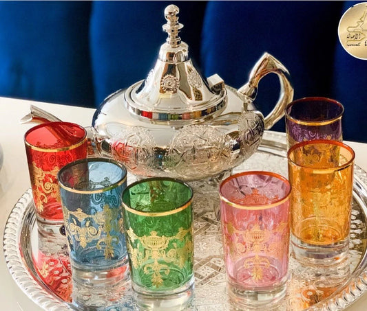 Moroccan Handmade Luxurious Silverplated Tea Set