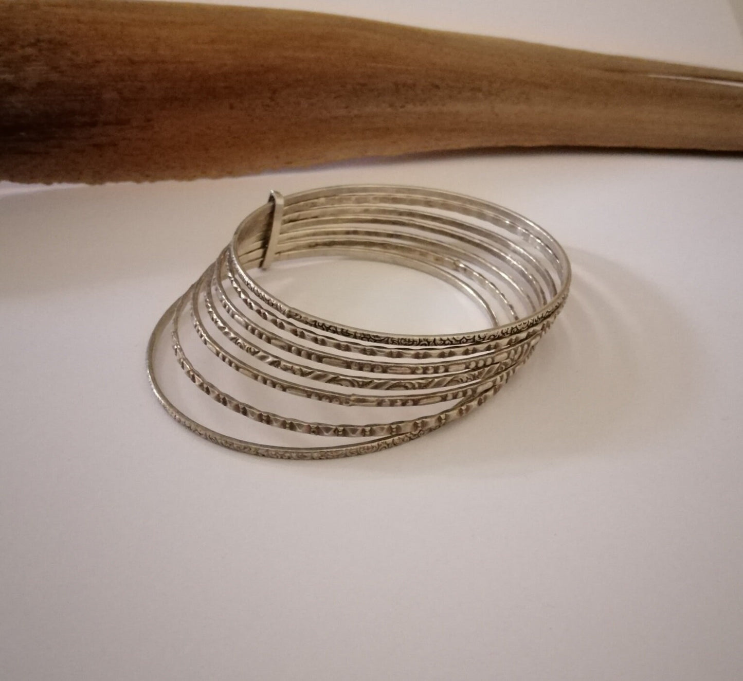 Silver Linking Bangles Set