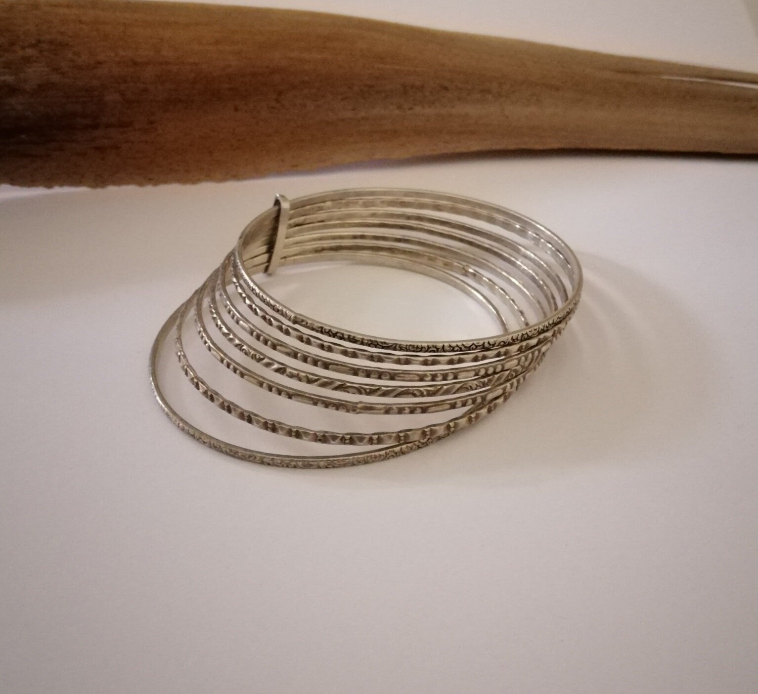 Silver Linking Bangles Set