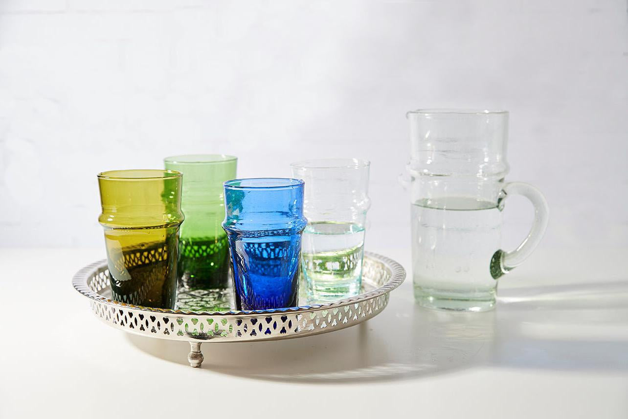 Colored Drinking Glasses Handmade Glassware Moroccan Beldi Drinking Glasses Tableware Recycled Glass Tumbler Highball Stacking Cups