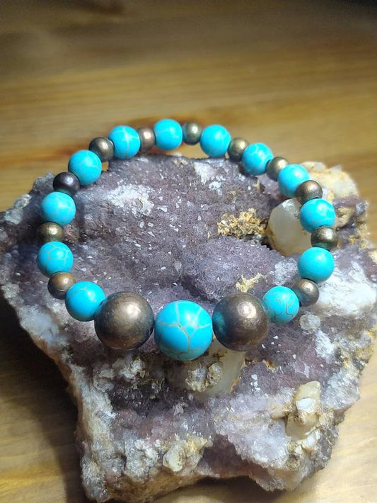 Turquoise Beads and Cooper against Rheumatism, Lovely Bracelet Handmade, Gift Idea, Valentine'S Day for Her.