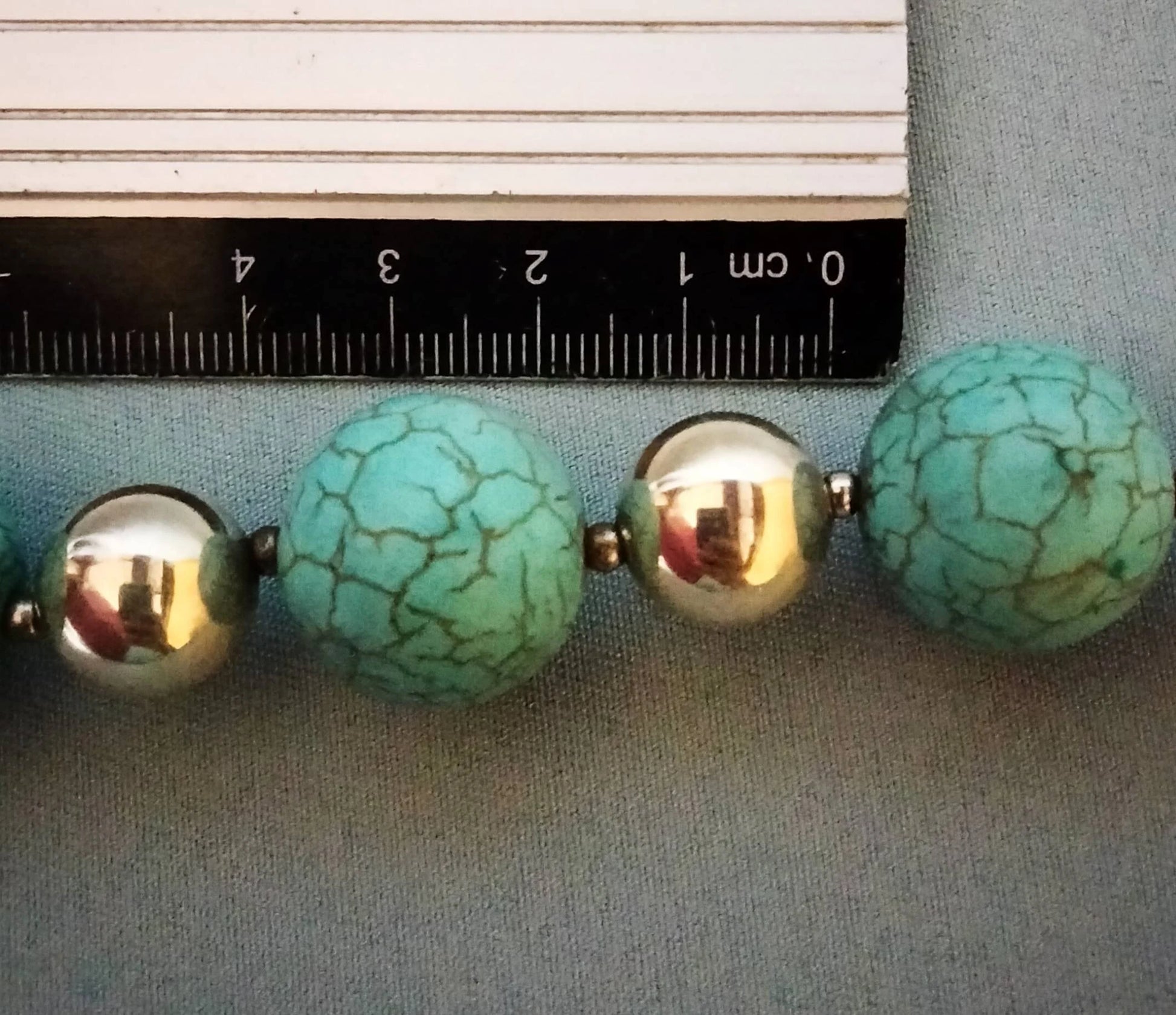 Morocco - Beautiful Classic Necklace in Sterling Silver Beads and Natural Turquoise Beads / Berber/Ethnic/Fantasy Necklace.