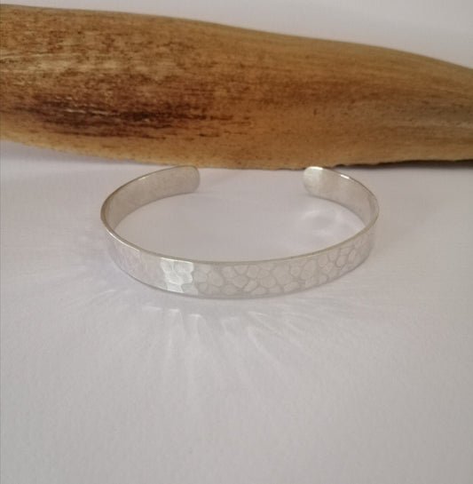 Modern Moroccan Sterling Silver Hammered Finish Cuff