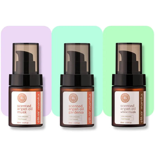 Argan Oil Gift Set - 3 Scents: White Musk, Gardenia, Musk - 3X60Ml Natural Oils for Skin and Hair Care - Vegan & Cruelty-Free