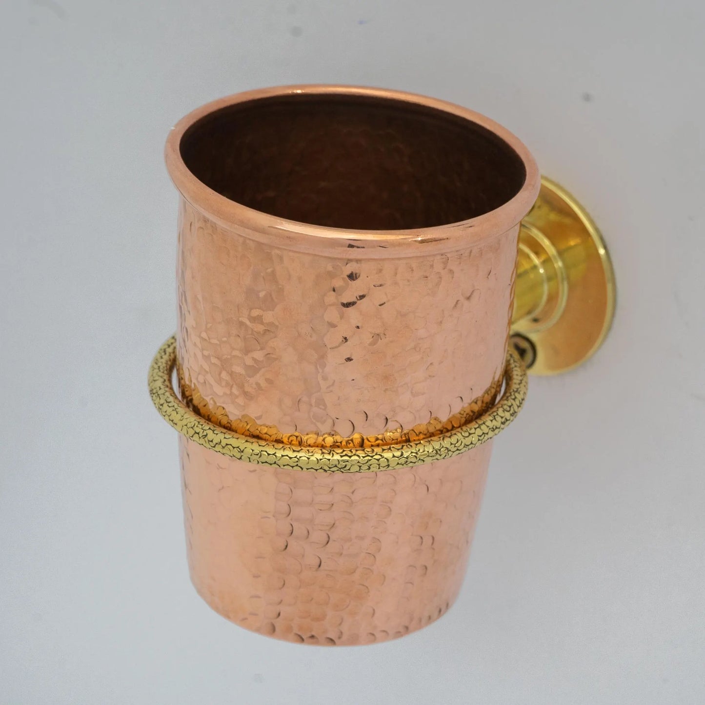 Unlacquered Copper Bathroom Toothbrush Holder, Wall Mount Toothbrush Cup
