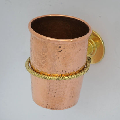 Unlacquered Copper Bathroom Toothbrush Holder, Wall Mount Toothbrush Cup