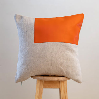 White and Orange Moroccan Decorative Pillow - Handmade Pillow -Livingroom Pillow - Bedroom Pillow - Custom Pillow