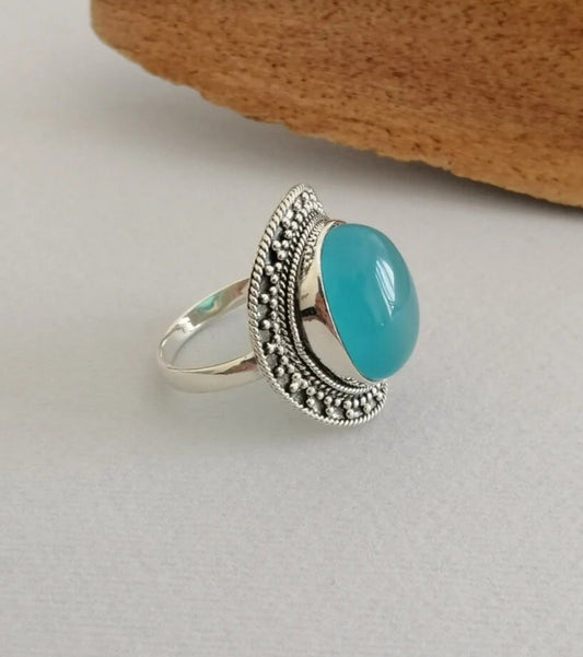 Aquamarine and Sterling Silver Ring