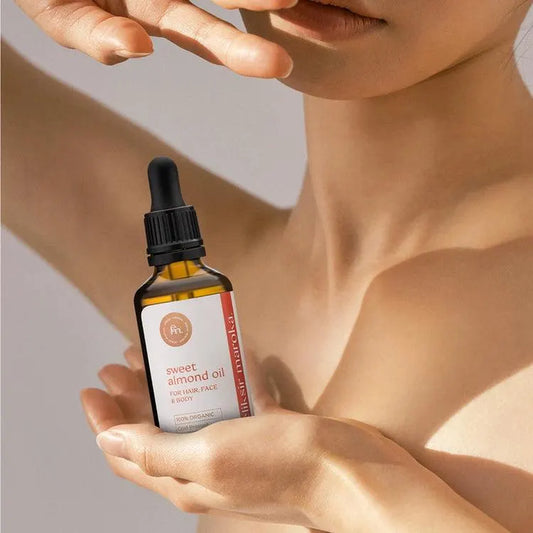 Organic Sweet Almond Oil 100% Cold-Pressed – for Hair, Face & Body – Natural Moisturizer, Dry Skin and Hair Treatment – 50Ml Travel Size