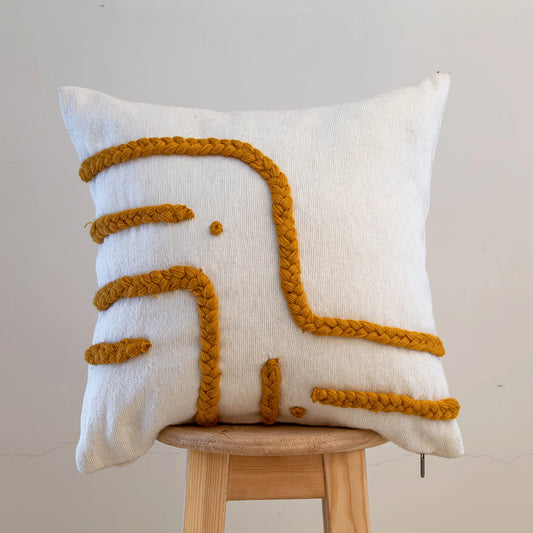 White and Moutarde Pillow - Handmade Pillow - Moroccan Pillow-Livingroom Pillow - Bedroom Pillow - Custom Pillow