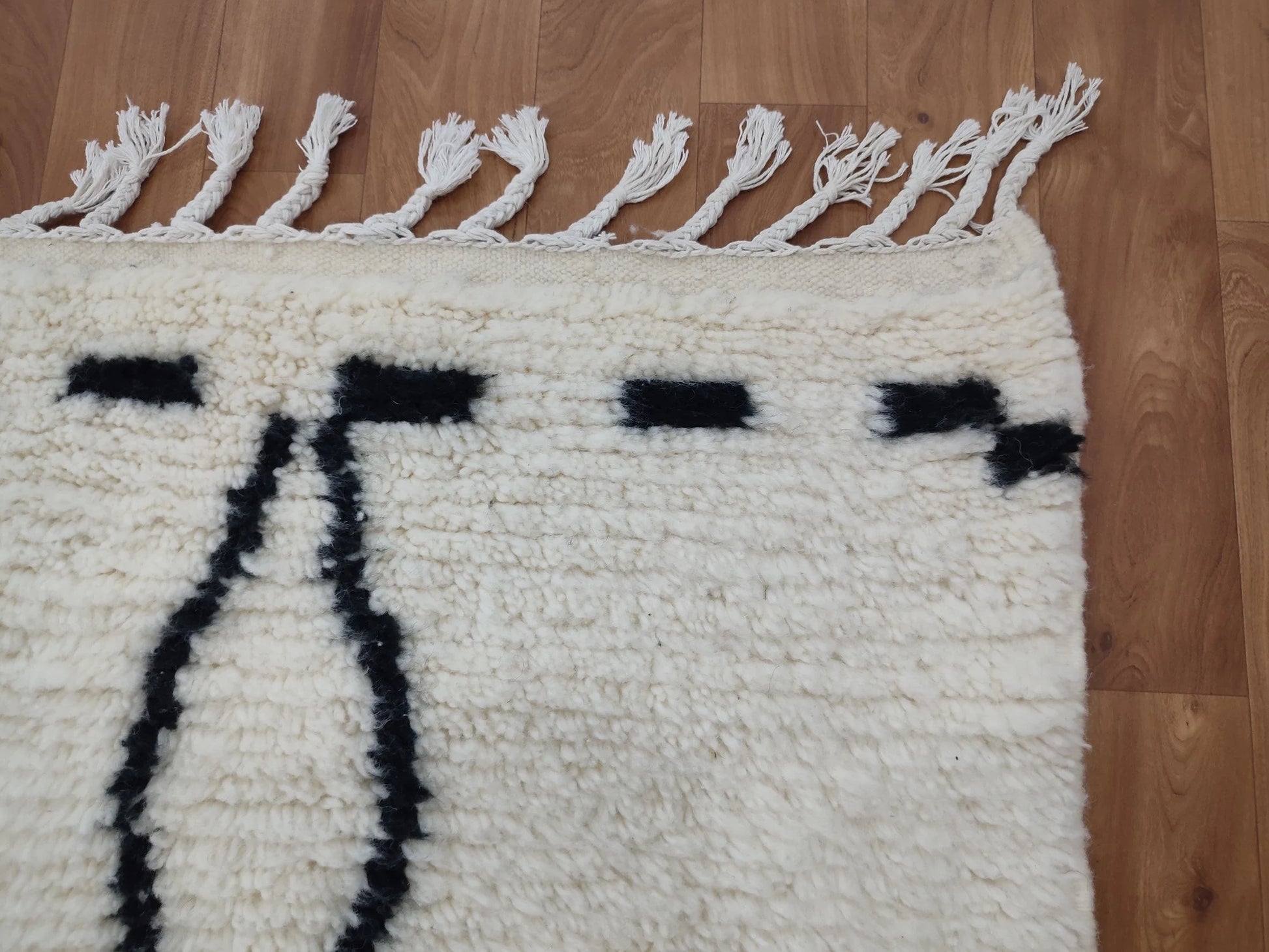 Beni Ouarain White Black Moroccan Rugs - Moroccan Beni Ourain Rug Style - Morrocan Rug Wool Berber Design - Handmade Rug - Berber Rugs Style