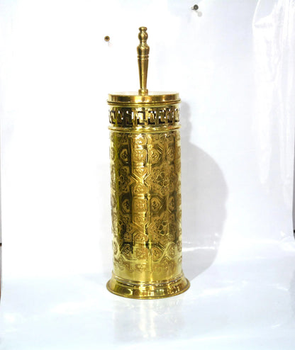Hand-Engraved Brass Toilet Brush, Moroccan Handcrafted Copper Toilet Brush