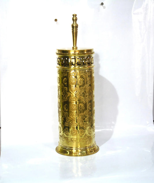 Hand-Engraved Brass Toilet Brush, Moroccan Handcrafted Copper Toilet Brush
