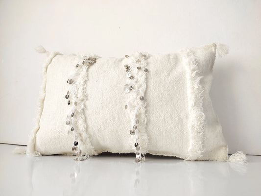 Moroccan Wedding Pillow Cover Decorative Sofa Cushion Handmade by Tribal Women from Morocco'S Unstuffed