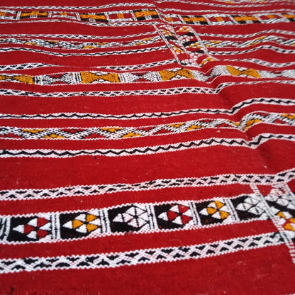 Moroccan Kilim 4×6 Ft. Red Rug, Moroccan Berber Rug, Handmade Natural Wool Rug. Berber Kilim, Authentic Azilal