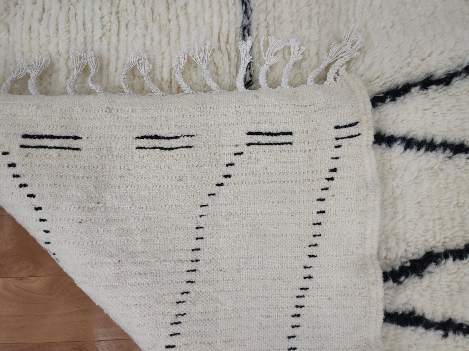 Beni Ouarain White Black Moroccan Rugs - Moroccan Beni Ourain Rug Style - Morrocan Rug Wool Berber Design - Handmade Rug - Berber Rugs Style