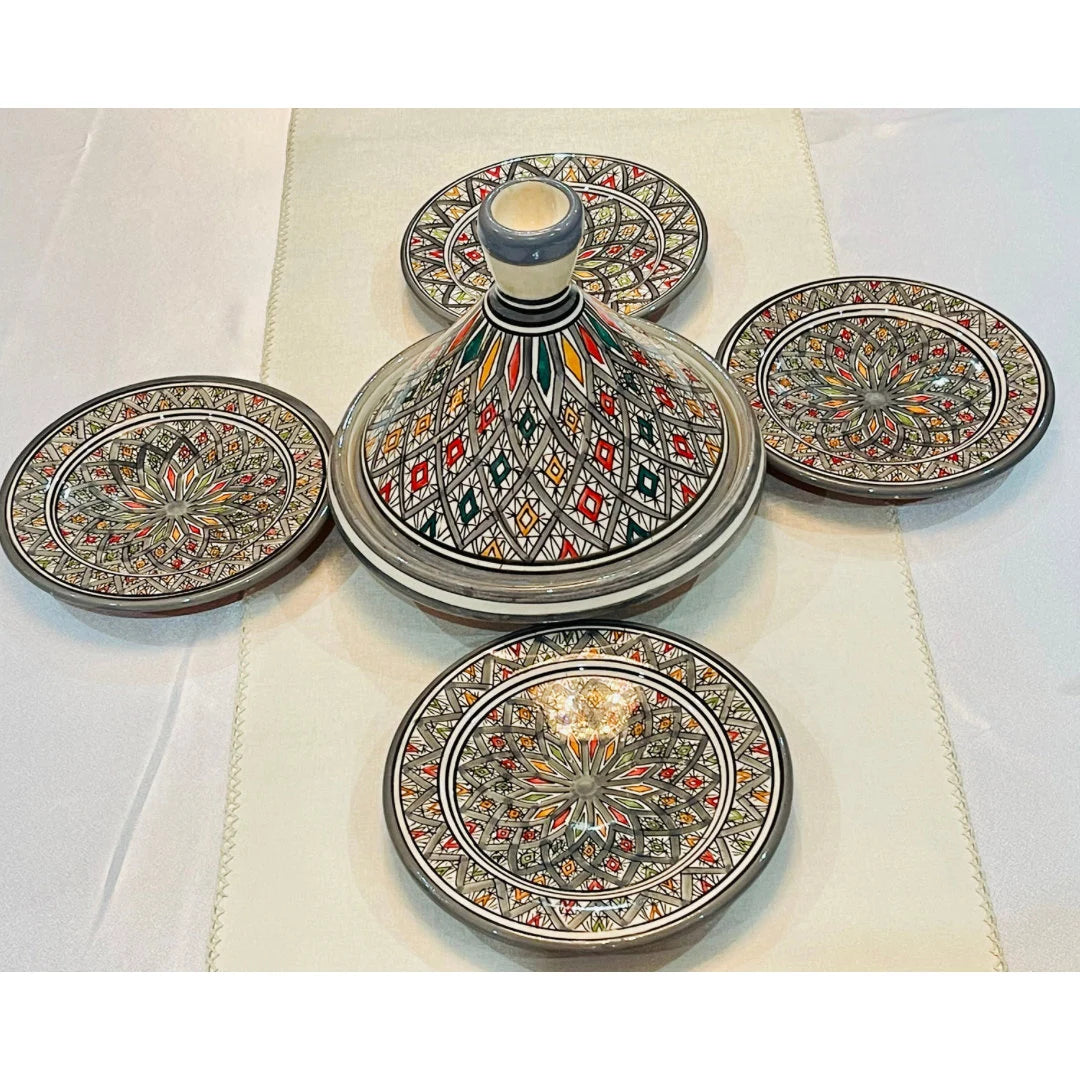Set of Tagine and Plate Collection, Handmade Plates &Dining Essentials, Handcrafted Ceramic Tagine, Unique Plates, Tableware, Moroccan Flair