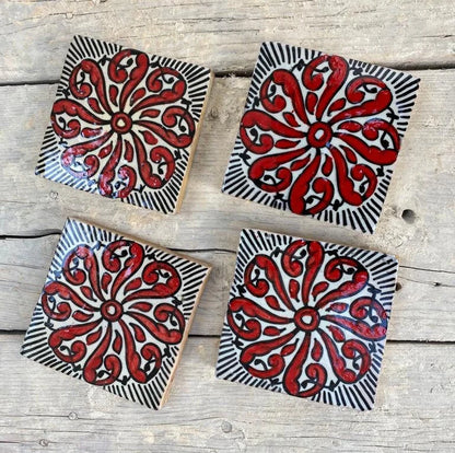 Moroccan Artistry: Handmade and Hand-Painted Tiles Fired in Wood Oven - Authentic Home Decor Delight