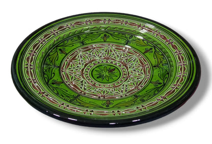 30Cm Ceramic Plate, Handmade and Hand-Painted Plate, Home and Deco, Pottery Plate, Moroccan Wall Art, Serving Plate Dinner Plate Green Plate