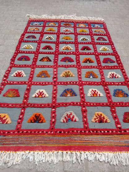 Vintage Rug 3×5 Ft. Moroccan Akhnif Rug, Vintage Berber Rug, Moroccan Kilim, Handmade Wool Rug, Home Decor