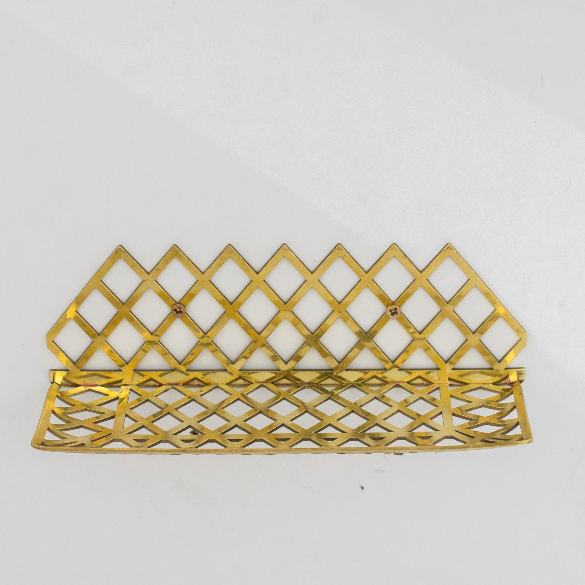 Unlacquered Brass Wall Shelf for Shower, Brass Floating Grid Shelf, Shower Draining Shelf