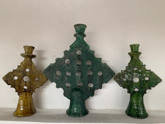 Bohemian Tamegroute Candle Holders