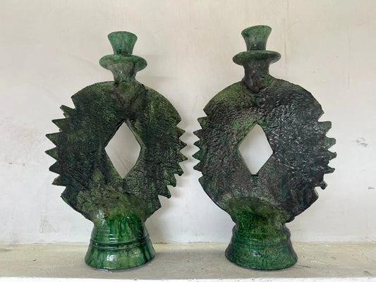 Candlestick Pottery Green Candlestick