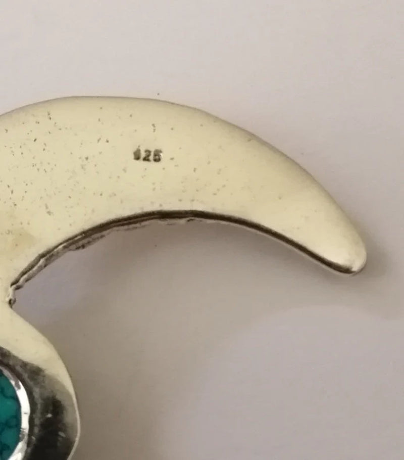 Southwestern Turqouise and Sterling Silver Wing Pendant Amulet