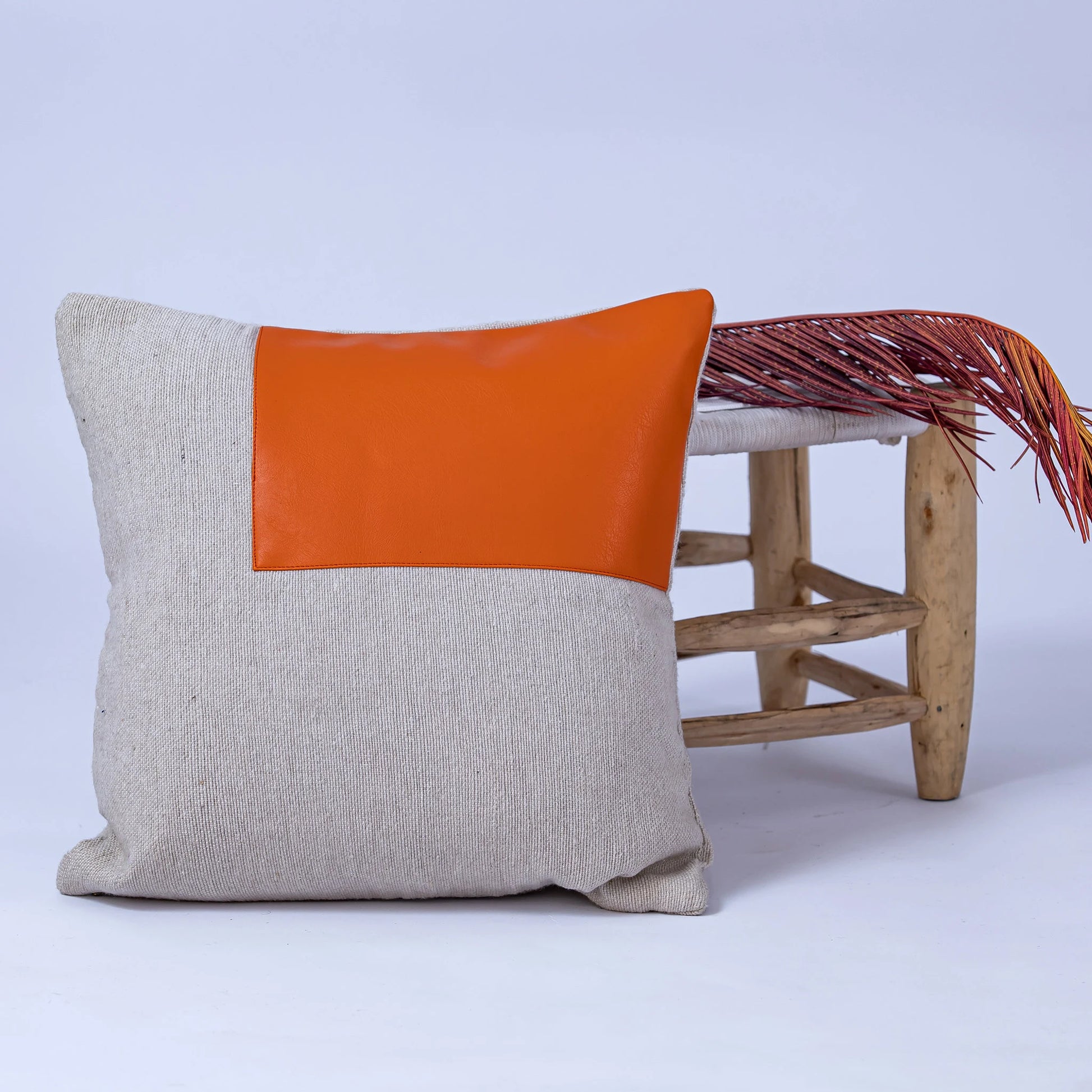 White and Orange Moroccan Decorative Pillow - Handmade Pillow -Livingroom Pillow - Bedroom Pillow - Custom Pillow