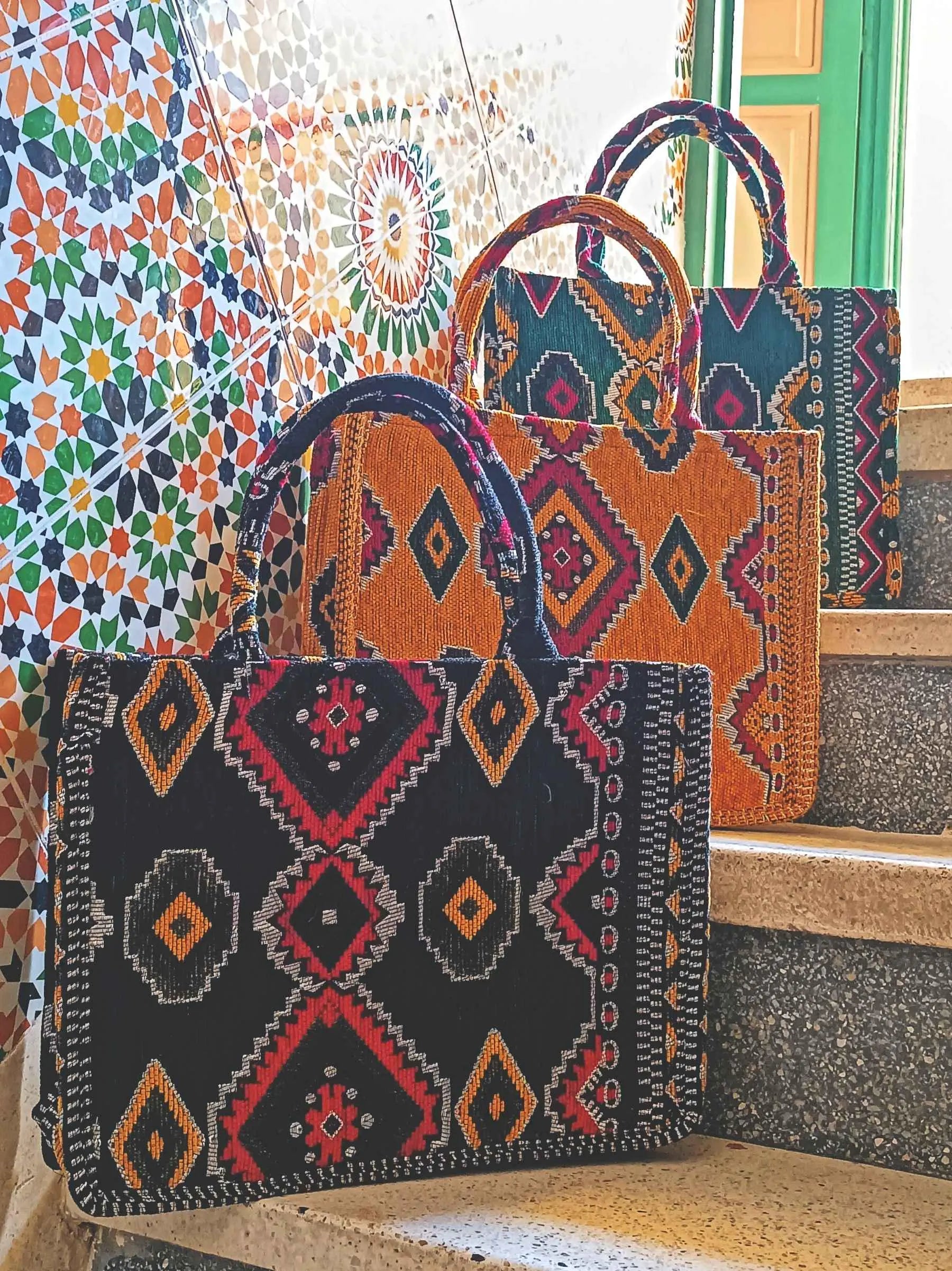 Embroidered Tote Bag - Unique Anniversary or Birthday Gift, Custom Makeup Bag, Moroccan-Inspired Suede Handbag