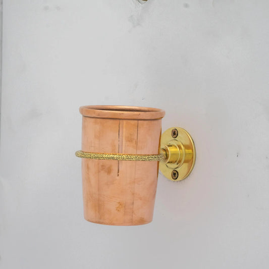 Unlacquered Copper Bathroom Toothbrush Holder, Wall Mount Toothbrush Cup