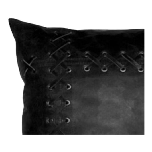 Square Leather Pillow Cover, Decorative Black Leather Pillow Case, Black Leather Cushion , Sofa & Bed Black Cushion, Throw Pillow Cover.
