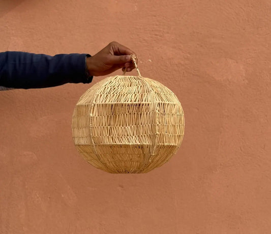 Raffia Pendant Light , Wicker Ceiling Light Shade Round