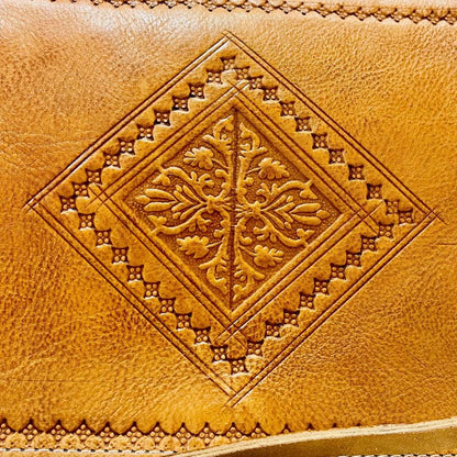 Moroccan Leather Bag, Genuine Leather Crossbody Bag, Moroccan Shoulder Bag, Women'S Leather Bag, Handmade Carved Leather Bag, Brown Bag