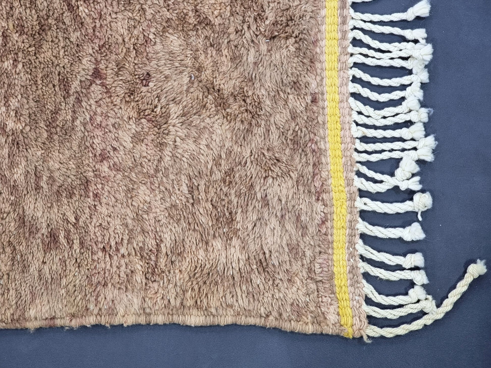 BENI MRIRT RUG 7X9, Handmade Moroccan Rug, Tribal Berber Carpet, Shag Wool Rug, Abstract Mrirt Rug, Brown & Yellow Rug, Beni Area Rugs.